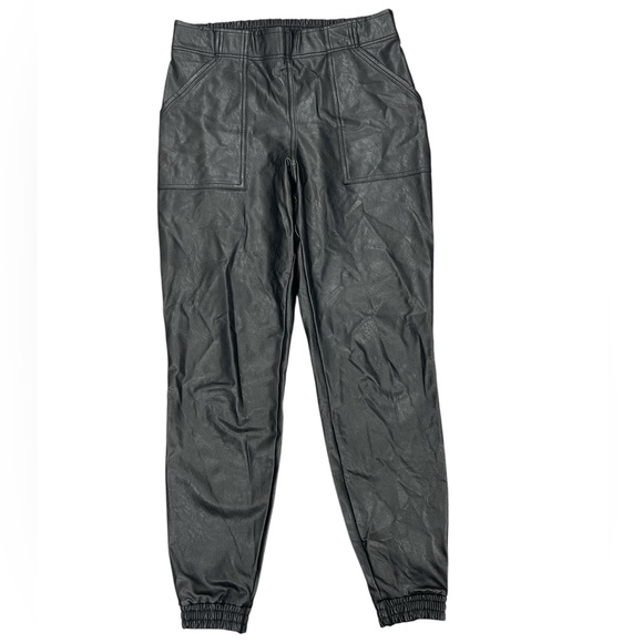 SPANX Faux Leather Black Jogger Pants - Picture 1 of 4